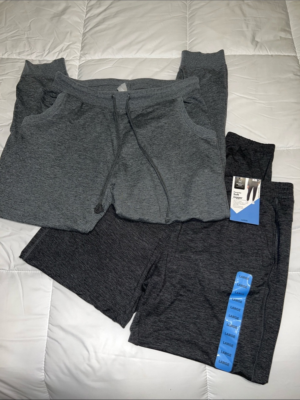 Two pair women’s size L Gray Joggers EEVEE & NWT Member’s Mark